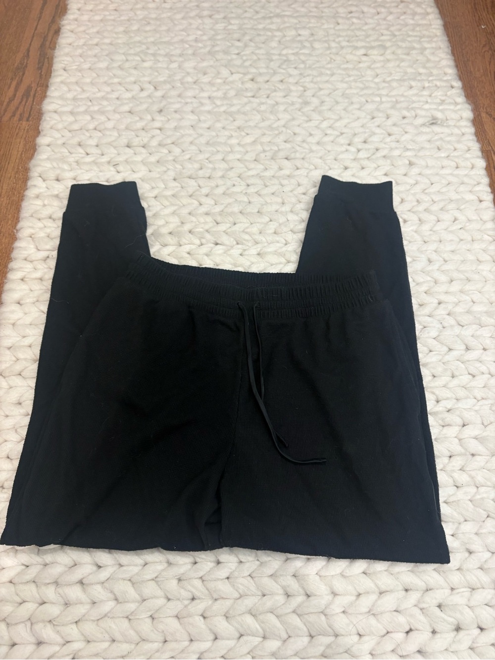 Victoria's Secret black waffle knit lounge pants